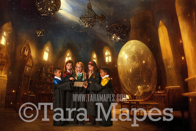 Wizard Astronomy Room Digital Backdrop - Witch Room Wizard Room Castle Digital  - Wizard Digital Background