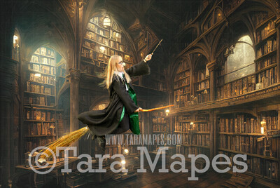 Wizard Library Digital Backdrop - Castle Library - Wizard Castle Digital  - Wizard Digital Background