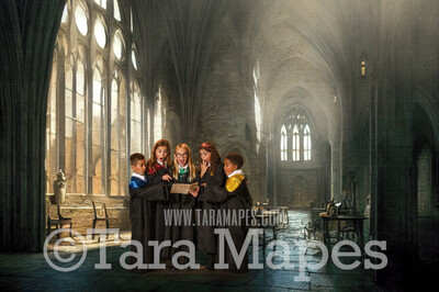 Wizard Castle Hall Digital Backdrop - Wizard Castle Hallway  - Magical Scene  - Wizard Digital Background