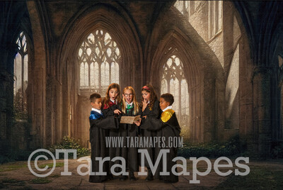 Wizard Castle Hall Digital Backdrop - Wizard Castle Hallway  - Magical Scene  - Wizard Digital Background