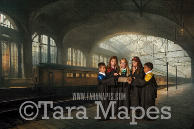 Wizard Train Station Platform Digital Backdrop - Wizard Train Digital  - Wizard Digital Background