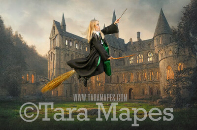 Wizard Castle Digital Backdrop - Wizard Castle at Sunset - Magical Scene  - Wizard Digital Background