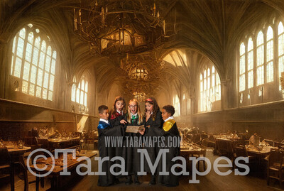 Wizard Castle Hall Digital Backdrop - Wizard Castle Hallway  - Magical Scene  - Wizard Digital Background