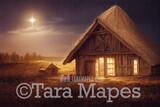 Nativity Scene Digital Backdrop - Religious Digital - Jesus - Barn - North Star - Religious Digital Background