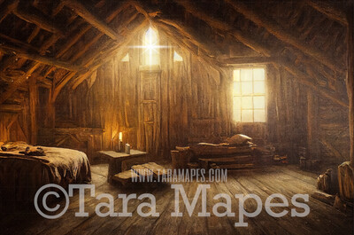 Nativity Scene Digital Backdrop - Religious Digital - Jesus - Barn - North Star - Religious Digital Background