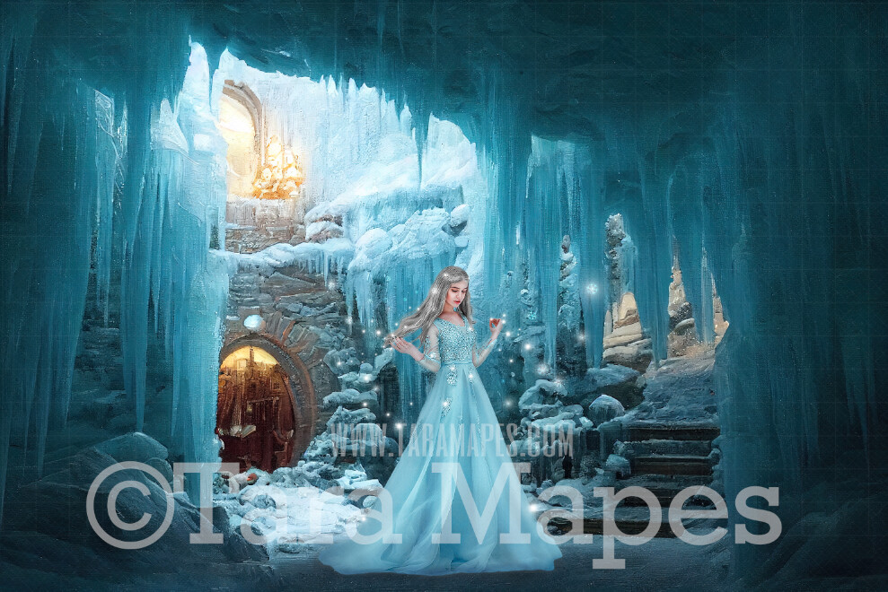 Ice Castle Digital Backdrop - Frozen Castle at Christmas - Ice House - Frozen House - Frozen Castle Digital Background
