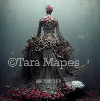 Octopus Mermaid Gown Digital Backdrop - Ornate Mermaid Digital Gown - Gown JPG File Digital Background