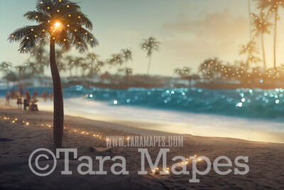 Christmas Beach Digital Backdrop - Summer Christmas Digital Backdrop  - Christmas Digital Background