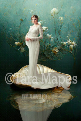 Clam Shell Digital Backdrop - Shell Digital Backdrop - Wedding, Newborn, Maternity, Mermaid -  Digital Background Backdrop