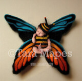 Needle Felted Butterfly Newborn Digital Backdrop - Needle Felt Butterfly Baby Newborn Digital Background