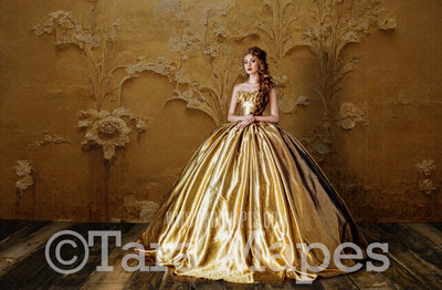 Gold Ornate Wall Texture Digital Backdrop - Ornate Wall - Digital Background by Tara Mapes