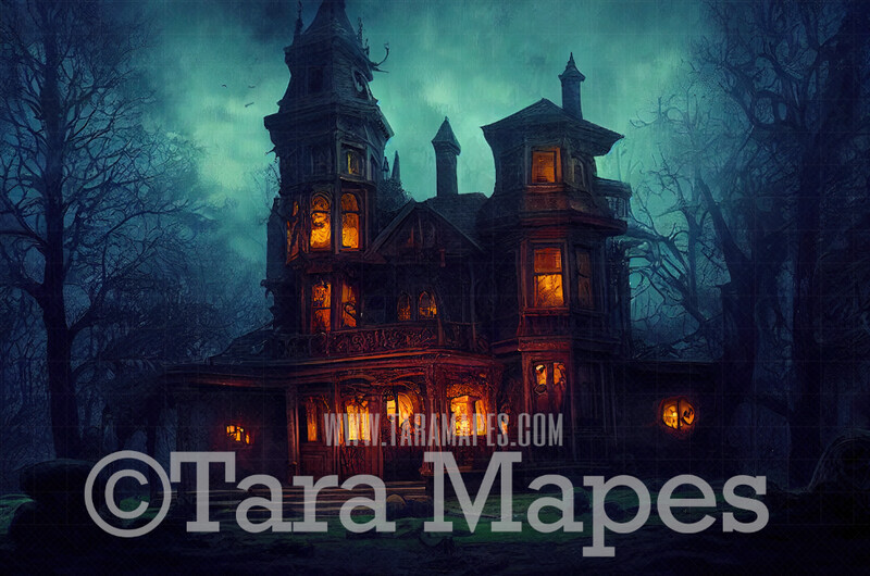 Haunted Mansion Digital Backdrop - Haunted House - Halloween Digital Background JPG File