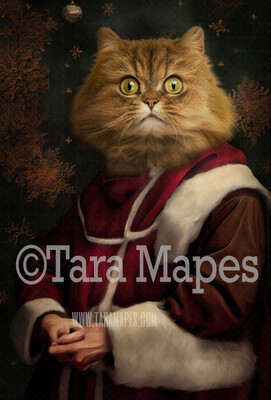 Pet Portrait Santa Body PSD Template- Santa Pet Portrait - Layered PSD Digital Background Backdrop