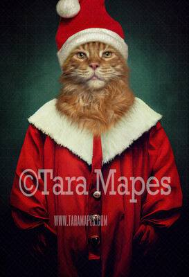 Pet Portrait Santa Body PSD Template- Santa Pet Portrait - Layered PSD Digital Background Backdrop