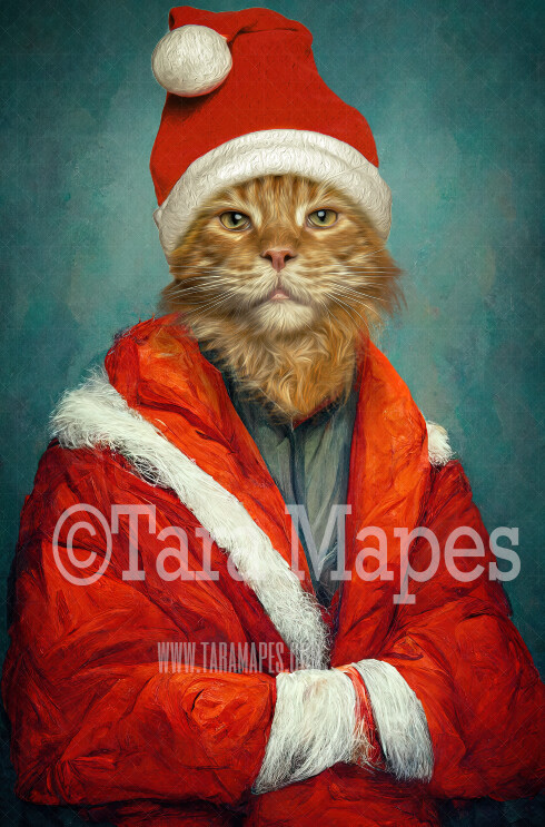 Pet Portrait Santa Body PSD Template- Santa Pet Portrait - Layered PSD Digital Background Backdrop