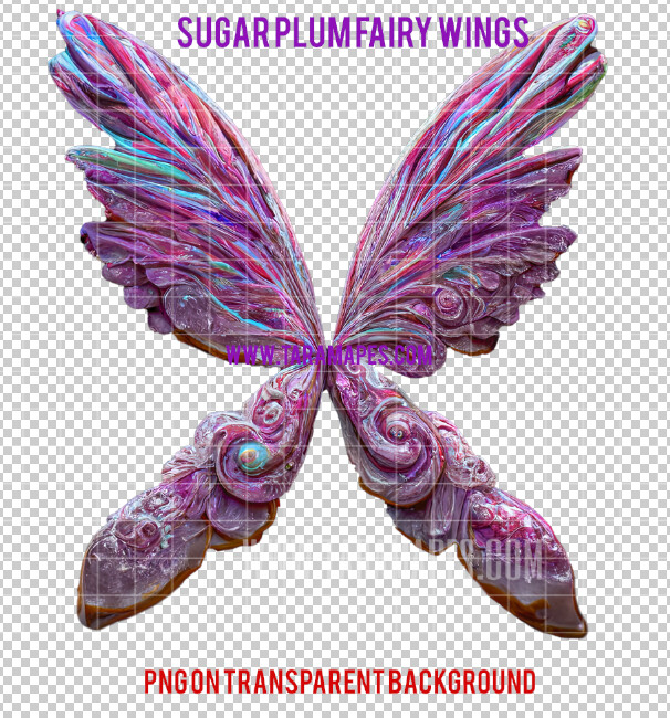 Sugar Plum Fairy Wing Overlay - Fairy Wing Overlay - Digital Candy Wings - Digital Fairy Wings