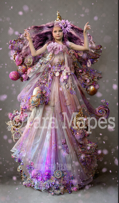 Sugar Plum Fairy Gown Digital Backdrop - Ornate Flowing Candy Gown Digital - Sugar Plum Digital Gown -  JPG File Digital Background