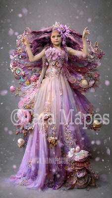 Sugar Plum Fairy Gown Digital Backdrop - Ornate Flowing Candy Gown Digital - Sugar Plum Digital Gown -  JPG File Digital Background
