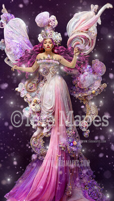 Sugar Plum Fairy Gown Digital Backdrop - Ornate Flowing Candy Gown Digital - Sugar Plum Digital Gown -  JPG File Digital Background