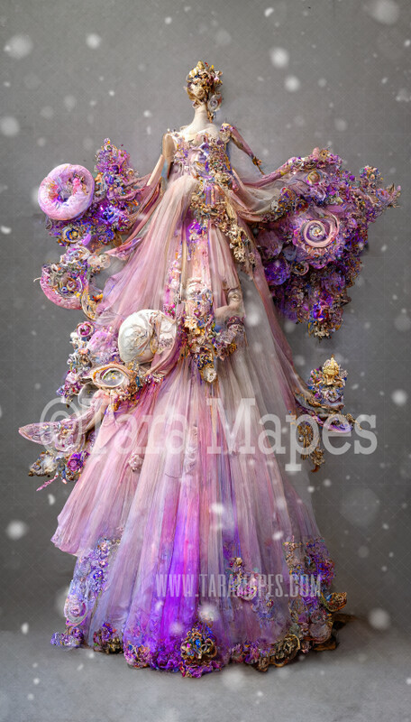 Sugar Plum Fairy Gown Digital Backdrop - Ornate Flowing Candy Gown Digital - Sugar Plum Digital Gown -  JPG File Digital Background