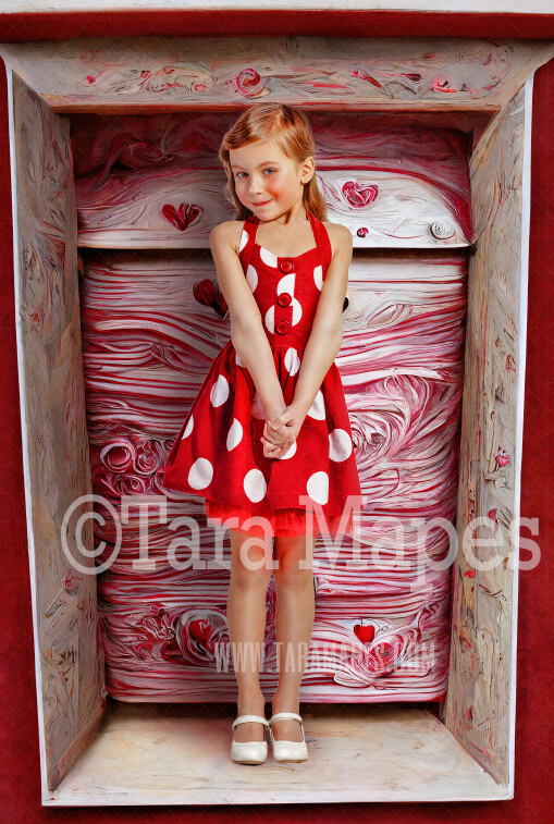 Valentine Doll Box Digital Backdrop - Valentine Box Digital Background - Child Couples Love Anniversary Valentine's Day Digital Background / Backdrop