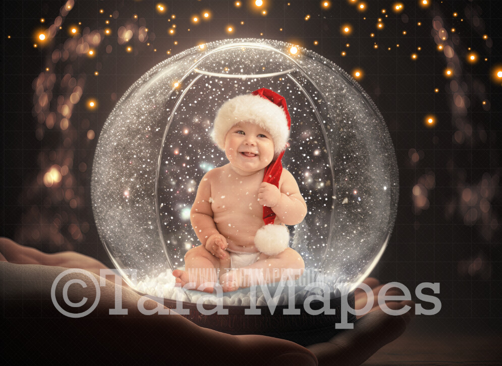 Christmas Snow Globe Digital Backdrop - LAYERED PSD! Snowglobe Overlay - Snow Globe Digital Background