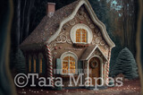 Gingerbread House Digital Backdrop - House Made of Gingerbread Christmas Digital Background