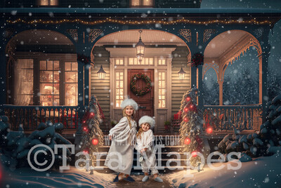 Santa&#39;s House Digital Backdrop - Christmas Digital Background - Christmas House Digital Backdrop