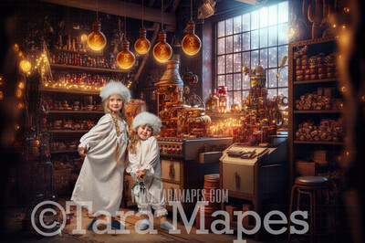 Santa&#39;s Workshop Digital Backdrop - Christmas Digital Background - Santa&#39;s Toyshop Digital Backdrop - Christmas Digital Backdrop
