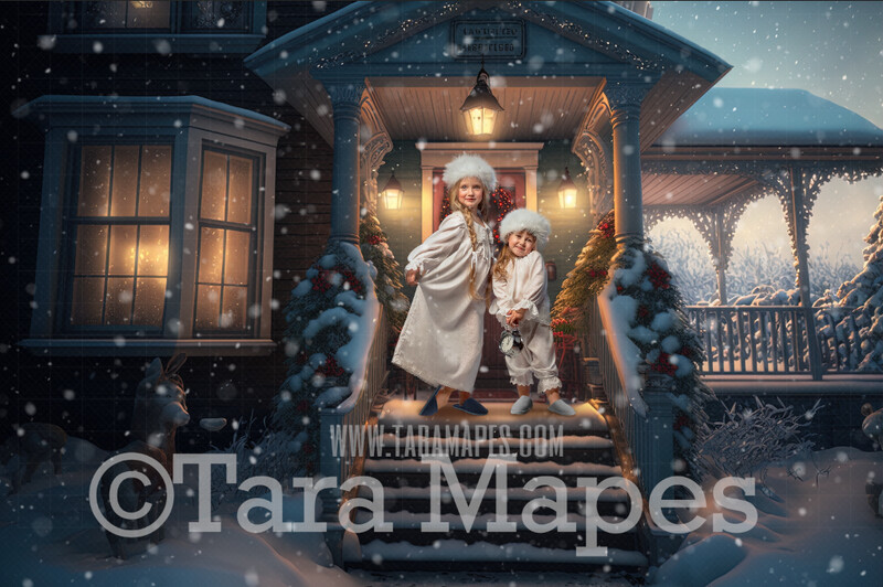 Santa's House Digital Backdrop - Christmas Digital Background - Christmas House Digital Backdrop