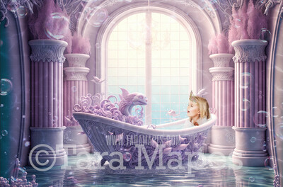 Mermaid Bath Tub Digital Backdrop - Mermaid Tub Digital Background - Mermaid Bathtub Underwater - Mermaid Digital Background
