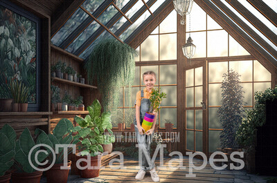 Greenhouse Digital Backdrop - Spring Greenhouse - Easter Digital Background JPG