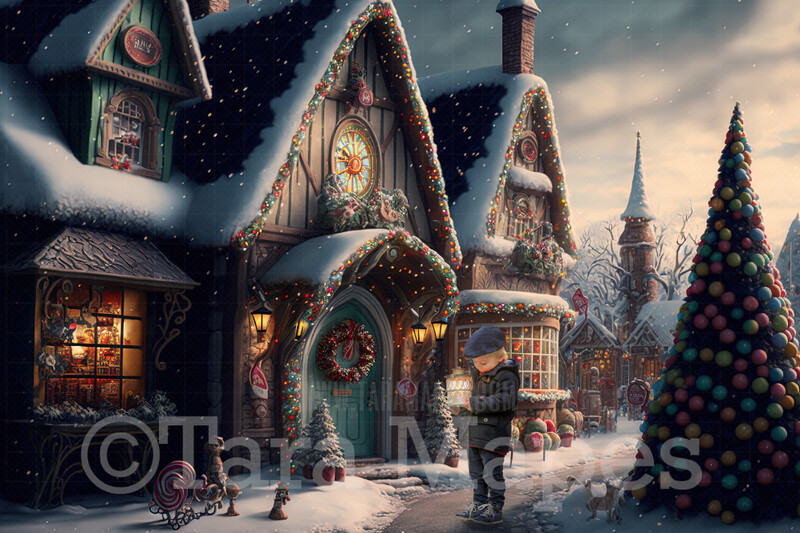 Santa's House Digital Backdrop - North Pole House - Christmas House Digital Background - Christmas  Digital Backdrop