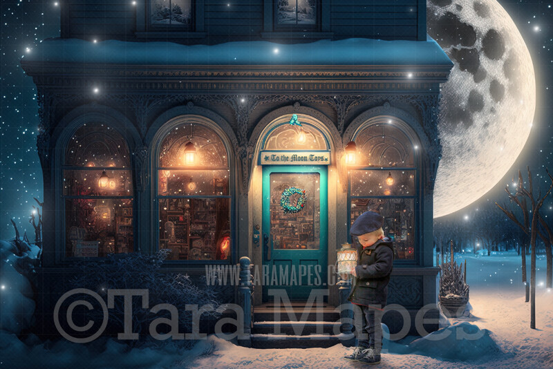 Santa Toy Shop Digital Backdrop - Toyshop - Christmas Toy Store Digital Background - Christmas  Digital Backdrop