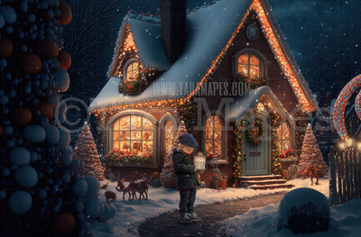 Santa&#39;s House Digital Backdrop - North Pole House - Christmas Digital Background - Christmas House Digital Backdrop