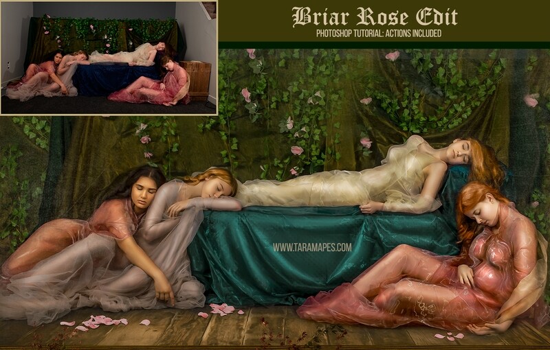 Briar Rose Painterly Photoshop Tutorial-  Dreamy Painterly Edit - Photoshop Action Workflow Set Included -- Fine Art Painterly Tutorial by Tara Mapes