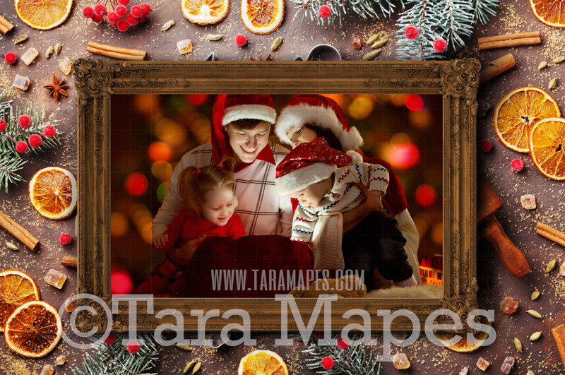 Christmas Frame Digital Overlay - Holiday Frame PNG File  - Photoshop Digital Background / Backdrop