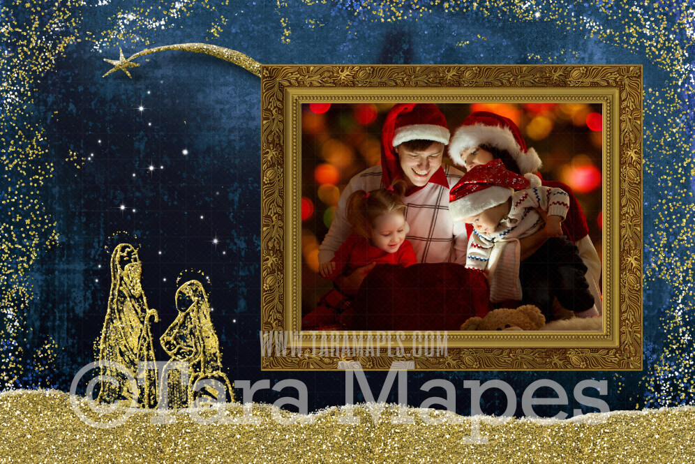 Religious Christmas Frame Digital Overlay - Holiday Frame PNG File - Photoshop Digital Background / Backdrop