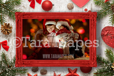Christmas Frame Digital Overlay - Holiday Frame PNG File  - Photoshop Digital Background / Backdrop