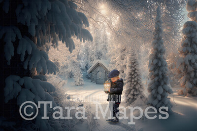 Winter Forest Digital Backdrop - Magical Winter Forest - Winter Wonderland Digital Backdrop