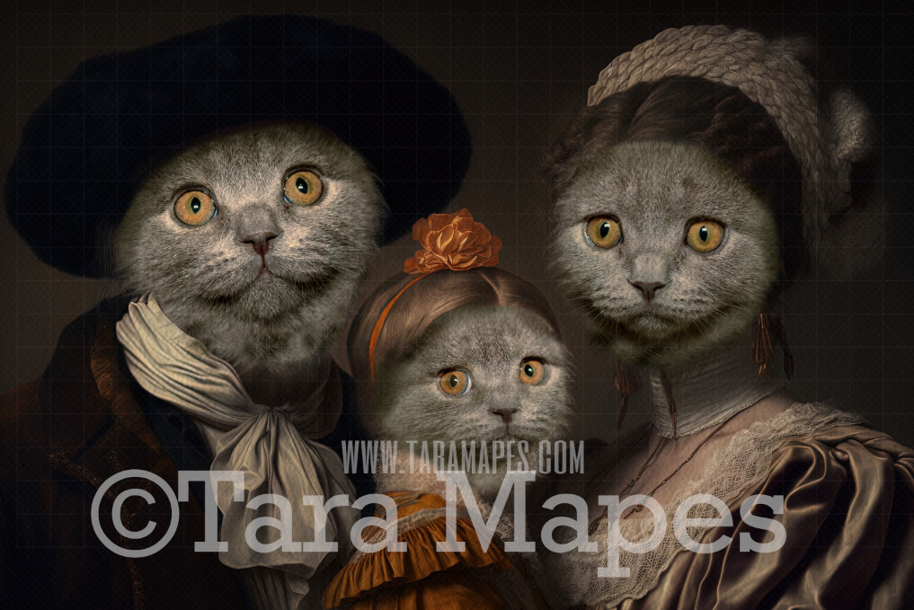 Pet Portrait  - Group of Bodies PSD Template- Pet Painting Portrait Bodies 1 - Layered PSD  Digital Background Backdrop