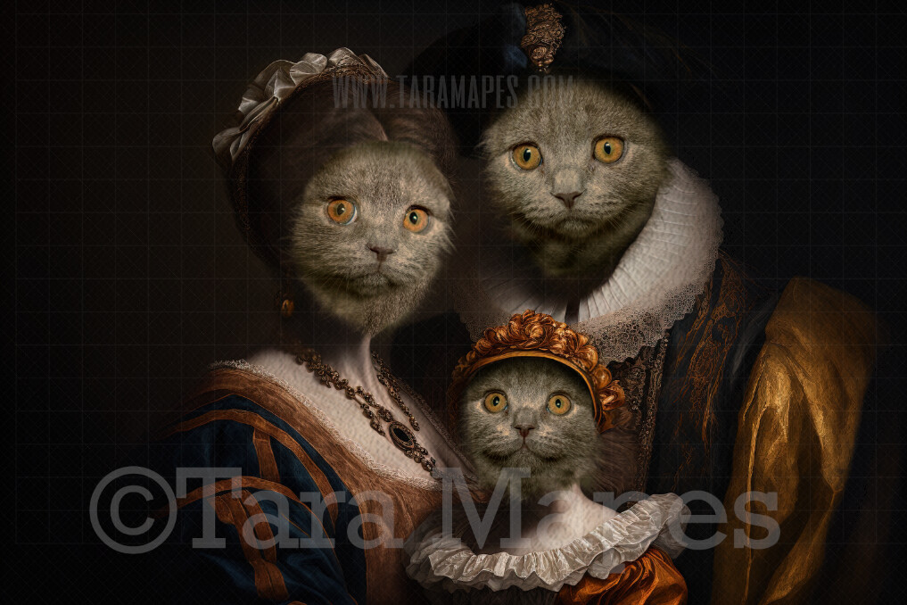 Pet Portrait  - Group of Bodies PSD Template- Pet Painting Portrait Bodies 2 - Layered PSD  Digital Background Backdrop