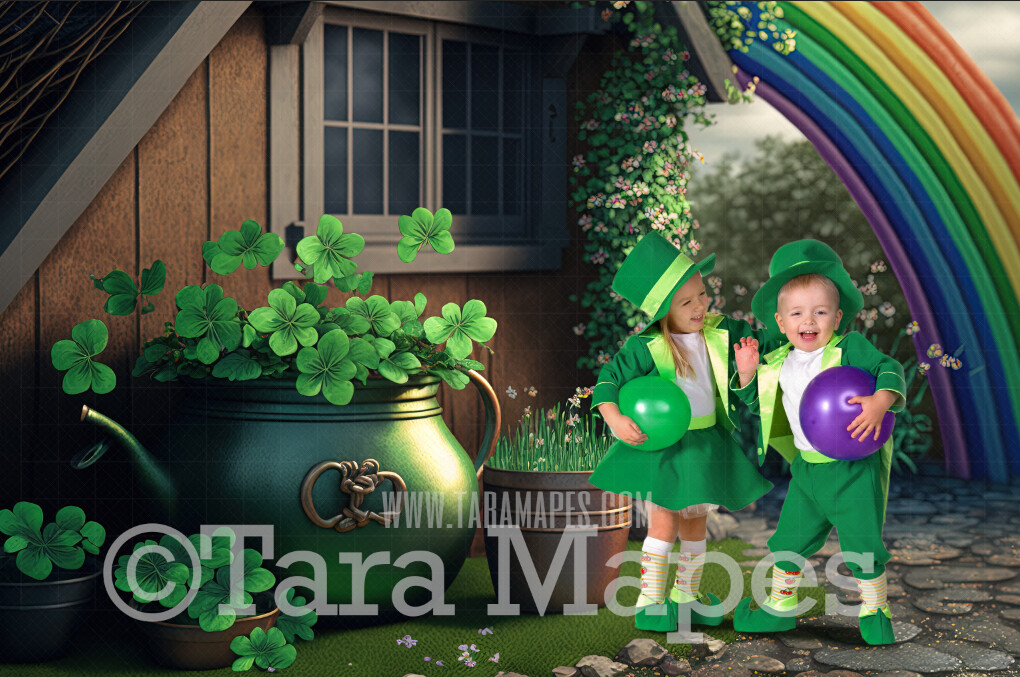St Patricks Day Digital Backdrop - St Paddys Digital Background - Leprechaun Land Irish Digital Background JPG