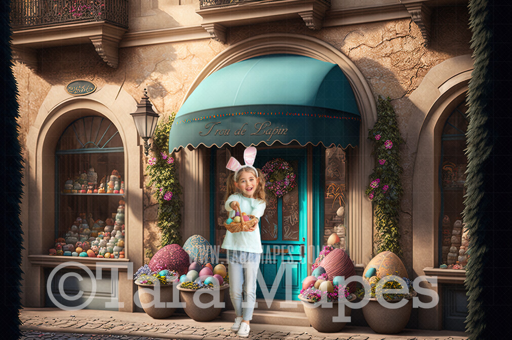 Easter Shop Digital Backdrop - Easter Candy Storefront - Pastel Easter Egg Gift Shop Digital Background - Pastel Easter Store Digital Background JPG