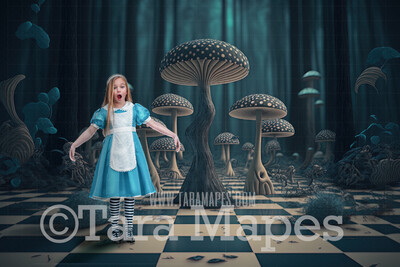 Alice Digital Backdrop - Wonderland Mushroom Forest - Wonderland Enchanted Forest - JPG File - Wonderland Digital Background