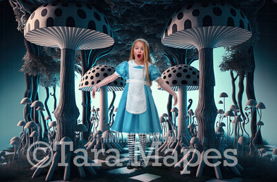 Alice Digital Backdrop - Wonderland Mushroom Forest - Wonderland Enchanted Forest - JPG File - Wonderland Digital Background