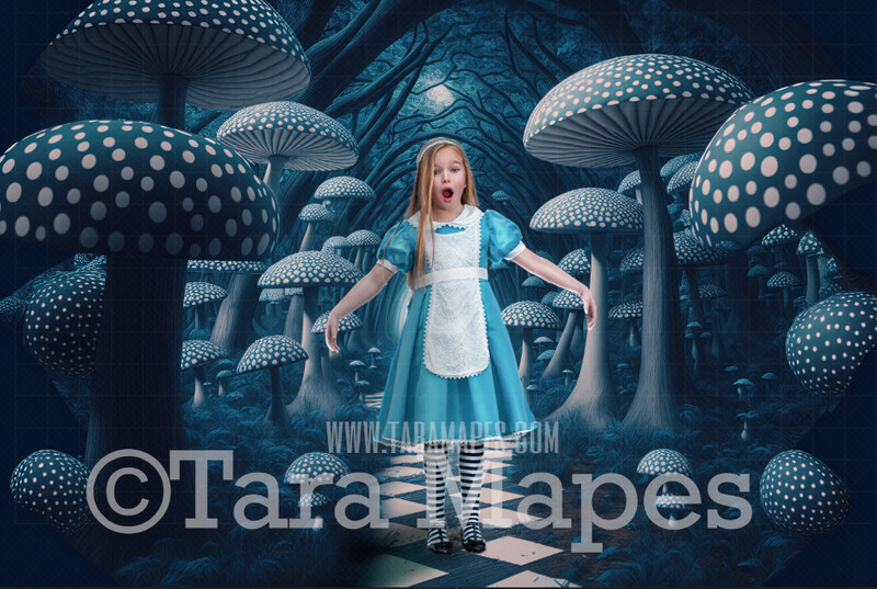 Alice Digital Backdrop - Wonderland Mushroom Forest - Wonderland Enchanted Forest - JPG File - Wonderland Digital Background