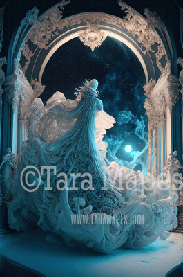Ice Queen Gown Digital Backdrop - Ornate Flowing Winter Goddess Gown Digital - Ice Queen Digital Gown -  JPG File Digital Background