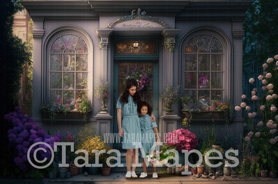 Flower Shop Digital Backdrop - Spring Storefront - Easter Shop Digital Background - Flowershop Digital Background JPG
