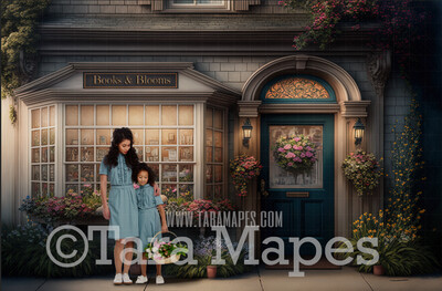 Flower Shop Digital Backdrop - Spring Storefront - Books &amp; Blooms  Shop Digital Background - Flowershop Digital Background JPG